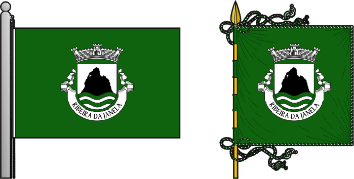 Bandeira e estandarte da freguesia de Ribeira da Janela - Ribeira da Janela civil parish, flag and banner