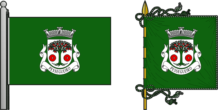 Bandeira e estandarte da freguesia de Pessegueiro - Pessegueiro civil parish, flag and banner