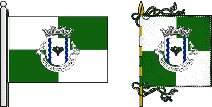 Bandeira e estandarte da antiga freguesia de Entre Ambos-os-Rios - Entre Ambos-os-Rios former civil parish, flag and banner