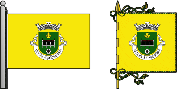 Bandeira e estandarte da antiga freguesia de Vila Chã (São João Baptista) - Vila Chã (São João Baptista) former civil parish, flag and banner Bandeira e estandarte da antiga freguesia de Vila Chã (São João Baptista) - Vila Chã (São João Baptista) former civil parish, flag and banner