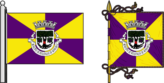 Bandeira e estandarte do Município de Reguengos de Monsaraz - Reguengos de Monsaraz municipal flag and banner Bandeira e estandarte do Município de Reguengos de Monsaraz - Reguengos de Monsaraz municipal flag and banner