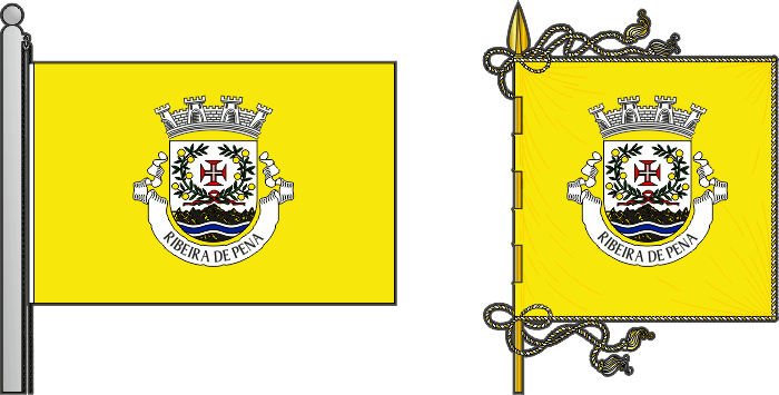 Bandeira e estandarte do Município de Ribeira de Pena - Ribeira de Pena municipal flag and banner