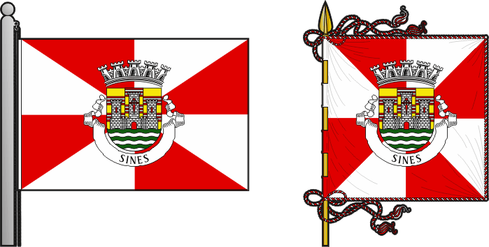 Bandeira e estandarte do Município de Sines - Sines municipal flag and banner Bandeira e estandarte do Município de Sines - Sines municipal flag and banner