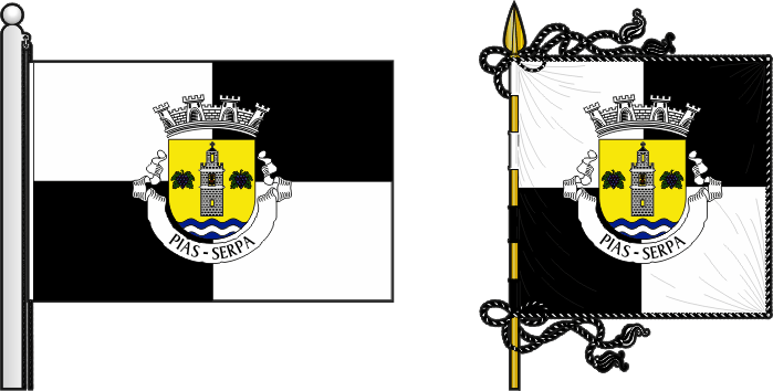 Bandeira e estandarte da freguesia de Pias - Pias civil parish, flag and banner