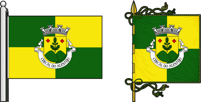 Bandeira e estandarte da freguesia de Cercal do Alentejo - Cercal do Alentejo civil parish, flag and banner Bandeira e estandarte da freguesia de Cercal do Alentejo - Cercal do Alentejo civil parish, flag and banner