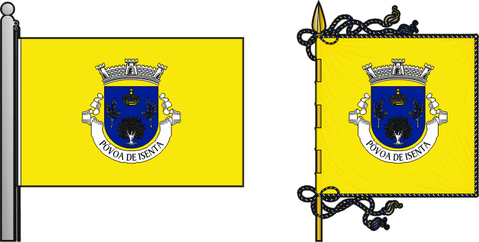 Bandeira e estandarte da freguesia de Póvoa da Isenta - Póvoa da Isenta civil parish, flag and banner Bandeira e estandarte da freguesia de Póvoa da Isenta - Póvoa da Isenta civil parish, flag and banner
