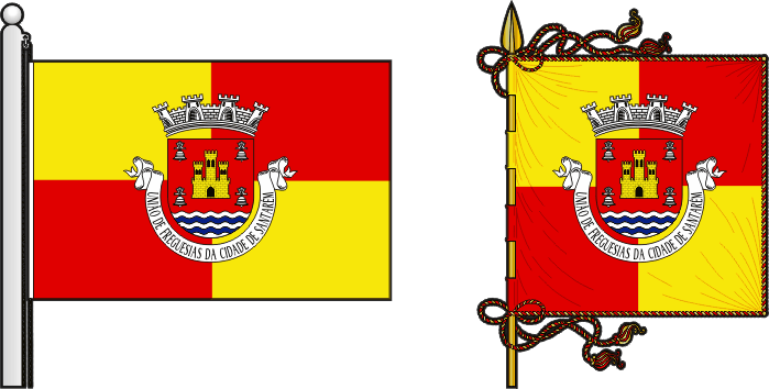 Bandeira e estandarte da Freguesia da Cidade de Santarém - City of Santarém civil parish, flag and banner