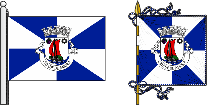 Bandeira e estandarte da freguesia de Amora - Amora civil parish, flag and banner Bandeira e estandarte da freguesia de Amora - Amora civil parish, flag and banner