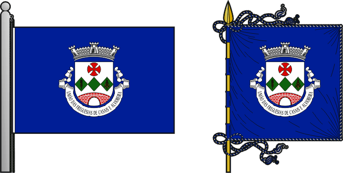 Bandeira e estandarte da União das freguesias de Casais e Alviobeira - Casais and Alviobeira civil parishes union flag and banner