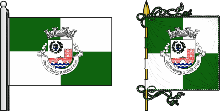 Bandeira e estandarte da União das freguesias de Gouviães e Ucanha - Gouviães and Ucanha civil parishes union flag and banner