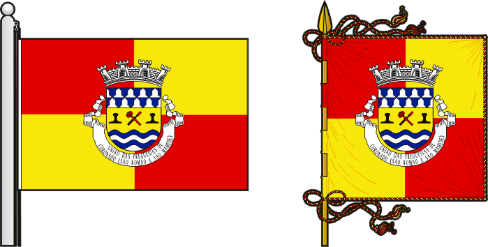 Bandeira e estandarte da União das freguesias de Coronado (São Romão e São Mamede) - Coronado (São Romão and São Mamede) civil parishes union flag and banner Bandeira e estandarte da União das freguesias de Coronado (São Romão e São Mamede) - Coronado (São Romão and São Mamede) civil parishes union flag and banner