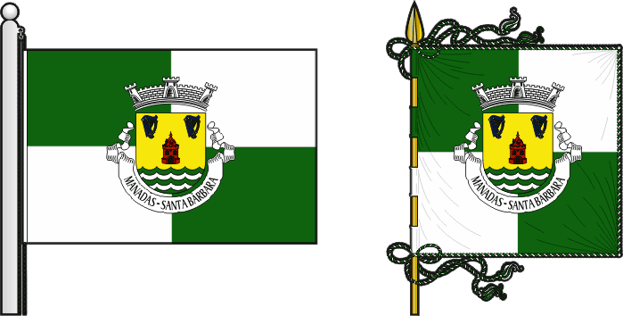 Bandeira e estandarte da freguesia de Manadas (Santa Bárbara) - Manadas (Santa Bárbara) civil parish, flag and banner