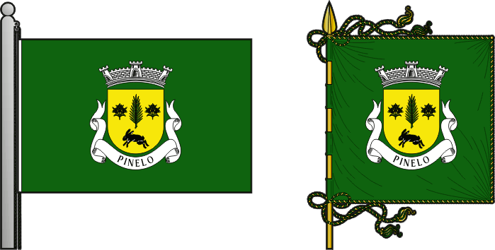 Bandeira e estandarte da freguesia de Pinelo - Pinelo civil parish, flag and banner