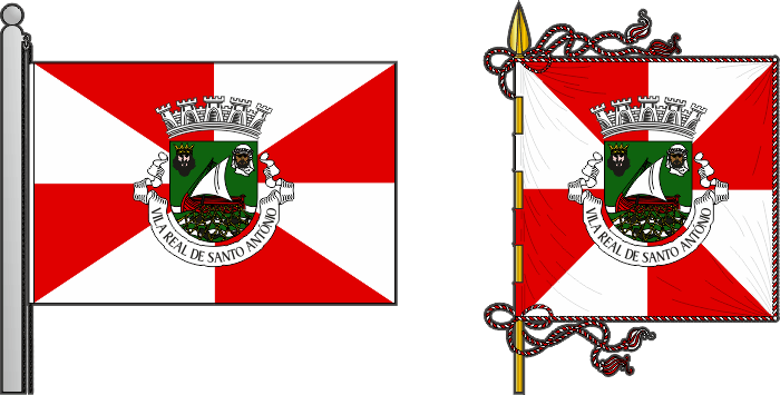 Bandeira e estandarte do município de Vila Real de Santo António - Vila Real de Santo António municipal flag and banner Bandeira e estandarte do município de Vila Real de Santo António - Vila Real de Santo António municipal flag and banner