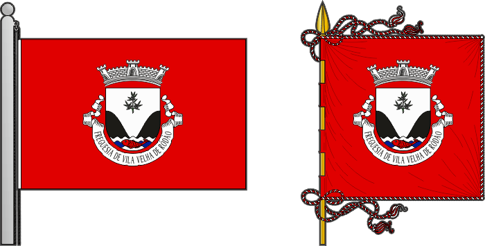 Bandeira e estandarte da freguesia de Vila Velha de Ródão - Vila Velha de Ródão civil parish, flag and banner