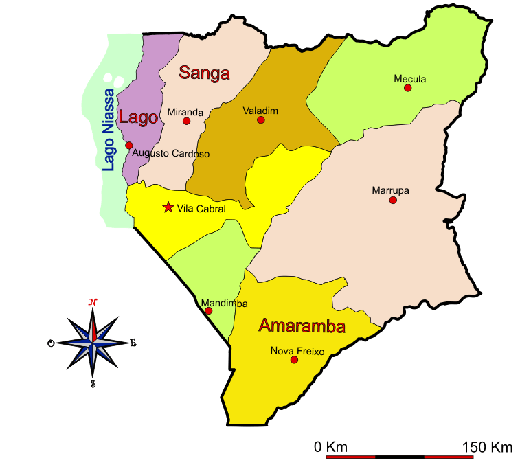 Mapa adminstrativo do distrito do Niassa - Niassa district administrative map