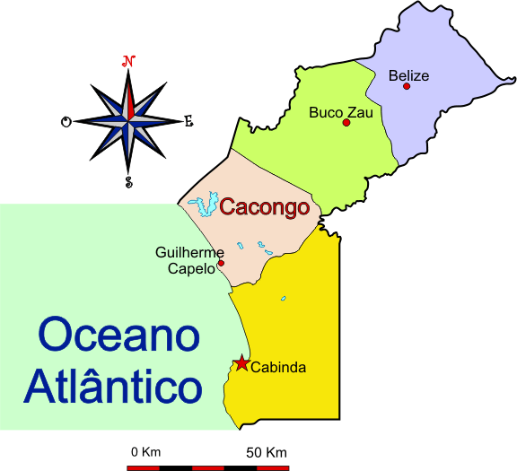 Mapa adminstrativo do distrito de Cabinda em 1971 - Cabinda district administrative map in 1971