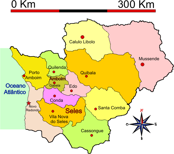 Mapa adminstrativo do distrito do Cuanza Sul em 1971 - Sourthern Cuanza district administrative map in 1971