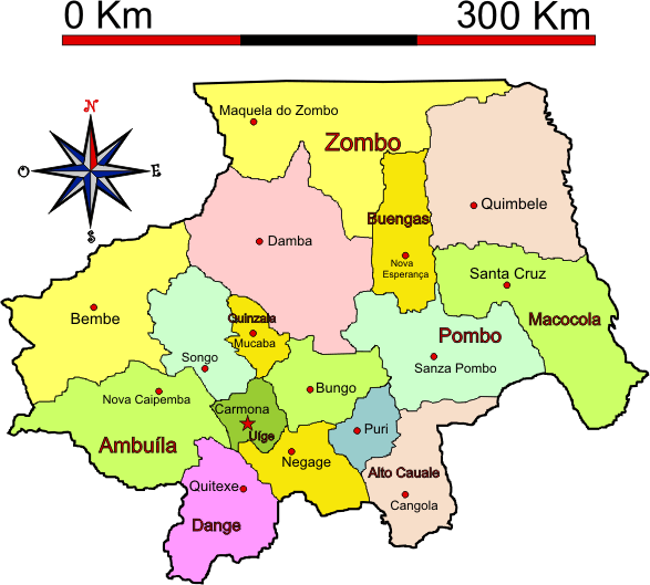 Mapa adminstrativo do distrito do Uíge em 1971 - Uíge district administrative map in 1971