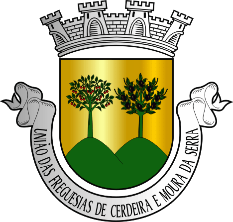 Brasão da União das freguesias de Cerdeira e Moura da Serra - Cerdeira and Moura da Serra civil parishes union coat-of-arms Brasão da União das freguesias de Cerdeira e Moura da Serra - Cerdeira and Moura da Serra civil parishes union coat-of-arms