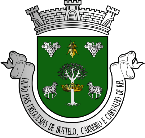 Brasão da União das freguesias de Bustelo, Carneiro e Carvalho de Rei - Bustelo, Carneiro and Carvalho de Rei civil parishes union coat-of-arms