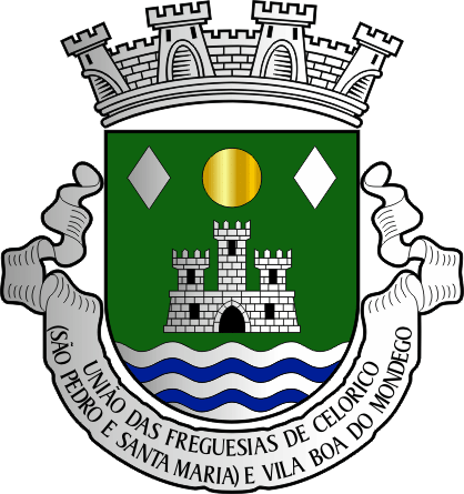 Brasão da União das freguesias de Celorico (São Pedro e Santa Maria) e Vila Boa do Mondego - Celorico (São Pedro and Santa Maria) and Vila Boa do Mondego civil parishes union coat-of-arms Brasão da União das freguesias de Celorico (São Pedro e Santa Maria) e Vila Boa do Mondego - Celorico (São Pedro and Santa Maria) and Vila Boa do Mondego civil parishes union coat-of-arms