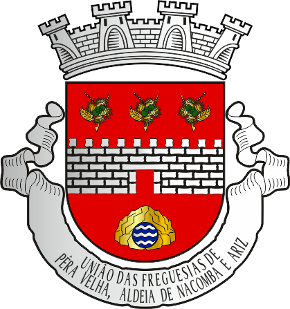 Brasão da União das freguesias de Pêra Velha, Aldeia de Nacomba e Ariz - Pêra Velha, Aldeia de Nacomba and Ariz civil parishes union coat-of-arms Brasão da União das freguesias de Pêra Velha, Aldeia de Nacomba e Ariz - Pêra Velha, Aldeia de Nacomba and Ariz civil parishes union coat-of-arms