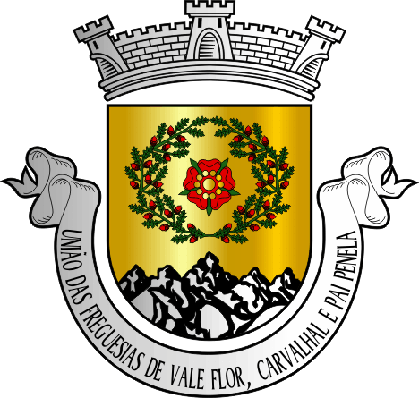 Brasão da União das freguesias de Vale Flor, Carvalhal e Pai Penela - Vale Flor, Carvalhal and Pai Penela civil parishes union coat-of-arms Brasão da União das freguesias de Vale Flor, Carvalhal e Pai Penela - Vale Flor, Carvalhal and Pai Penela civil parishes union coat-of-arms