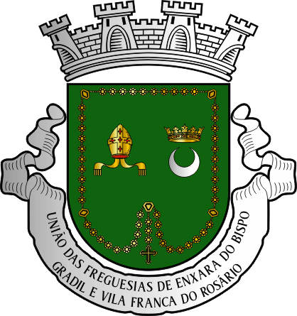 Brasão da União das freguesias de Enxara do Bispo, Gradil e Vila Franca do Rosário - Enxara do Bispo, Gradil and Vila Franca do Rosário civil parishes union coat-of-arms Brasão da União das freguesias de Enxara do Bispo, Gradil e Vila Franca do Rosário - Enxara do Bispo, Gradil and Vila Franca do Rosário civil parishes union coat-of-arms