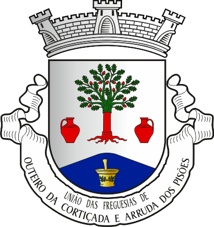 Brasão da União das freguesias de Outeiro da Cortiçada e Arruda dos Pisões - Outeiro da Cortiçada and Arruda dos Pisões civil parishes union, coat-of-arms Brasão da União das freguesias de Outeiro da Cortiçada e Arruda dos Pisões - Outeiro da Cortiçada and Arruda dos Pisões civil parishes union, coat-of-arms