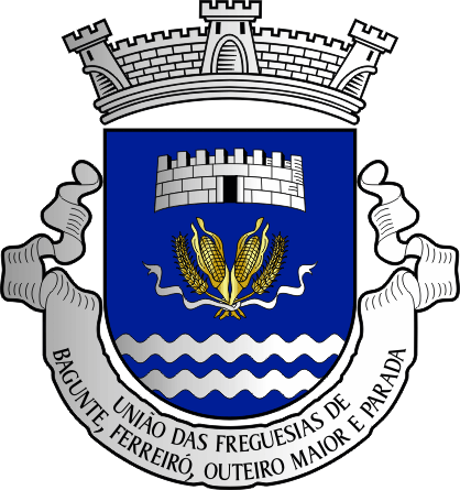 Brasão da União das freguesias de Bagunte, Ferreiró, Outeiro Maior e Parada - Bagunte, Ferreiró, Outeiro Maior and Parada civil parishes union coat-of-arms Brasão da União das freguesias de Bagunte, Ferreiró, Outeiro Maior e Parada - Bagunte, Ferreiró, Outeiro Maior and Parada civil parishes union coat-of-arms