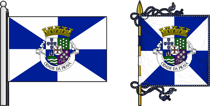 Bandeira e estandarte do Concelho da Praia - Praia municipal flag and banner Bandeira e estandarte do Concelho da Praia - Praia municipal flag and banner