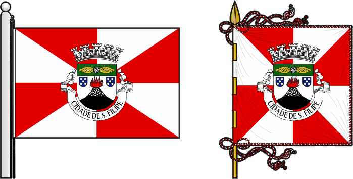 Bandeira e estandarte do Concelho do Fogo - Fogo municipal flag and banner Bandeira e estandarte do Concelho do Fogo - Fogo municipal flag and banner