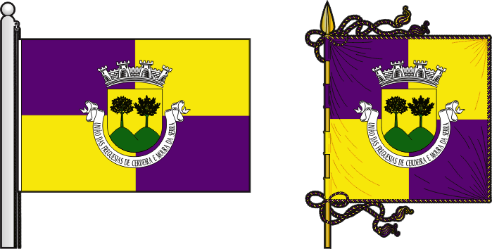 Bandeira e estandarte da União das freguesias de Cerdeira e Moura da Serra - Cerdeira and Moura da Serra civil parishes union flag and banner