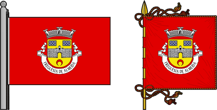 Bandeira e estandarte da freguesia de Almeida - Almeida civil parish, flag and banner