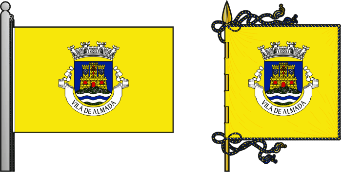 Bandeira e estandarte do Município de Almada - Almada municipal flag and banner