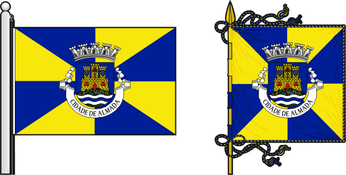 Bandeira e estandarte do Município de Almada - Almada municipal flag and banner