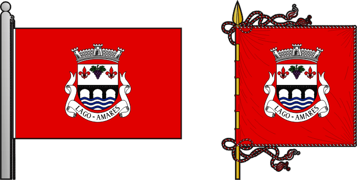 Bandeira e estandarte da freguesia de Lago - Lago civil parish, flag and banner
