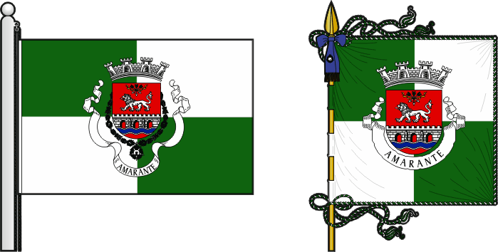 Bandeira e estandarte do Município de Amarante - Amarante municipal flag and banner