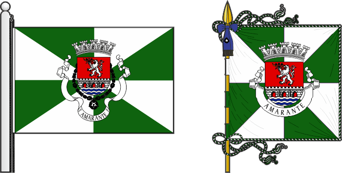 Bandeira e estandarte do Município de Amarante - Amarante municipal flag and banner