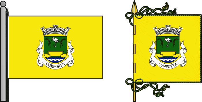 Bandeira e estandarte da freguesia de Comporta - Comporta civil parish, flag and banner Bandeira e estandarte da freguesia de Comporta - Comporta civil parish, flag and banner