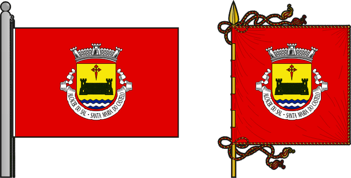 Bandeira e estandarte da antiga freguesia de Alcácer do Sal (Santa Maria do Castelo) - Alcácer do Sal (Santa Maria do Castelo) former civil parish, flag and banner