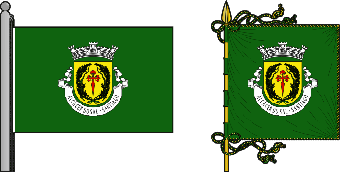 Bandeira e estandarte da antiga freguesia de Alcácer do Sal (Santiago) - Alcácer do Sal (Santiago) former civil parish, flag and banner