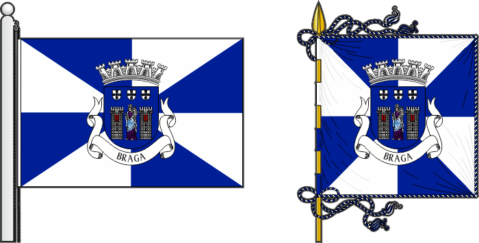Bandeira e estandarte do Município de Braga - Braga municipal flag and banner Bandeira e estandarte do Município de Braga - Braga municipal flag and banner