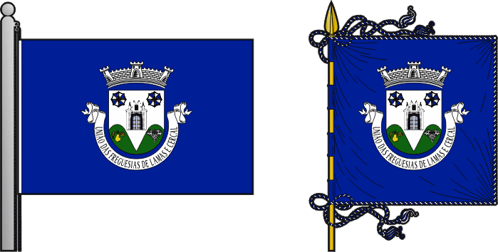 Bandeira e estandarte da União das freguesias de Lamas e Cercal - Lamas and Cercal civil parishes union flag and banner