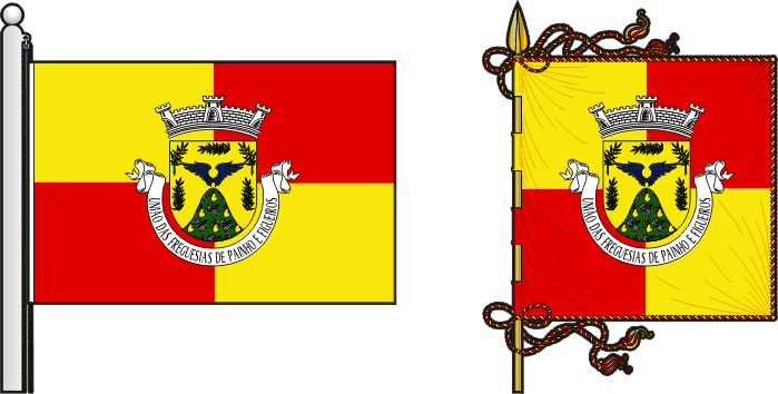 Bandeira e estandarte da União das freguesias de Painho e Figueiros - Painho and Figueiros civil parishes union flag and banner