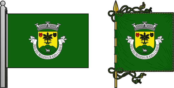 Bandeira e estandarte da União das freguesias de Rapa e Cadafaz - Rapa and Cadafaz civil parishes union flag and banner