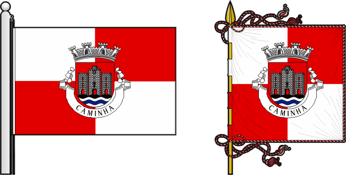 Bandeira e estandarte do Município de Caminha - Caminha municipal flag and banner