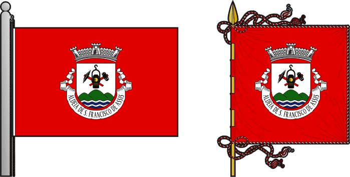 Bandeira e estandarte da freguesia de Aldeia de São Francisco de Assis - Aldeia de São Francisco de Assis civil parish, flag and banner