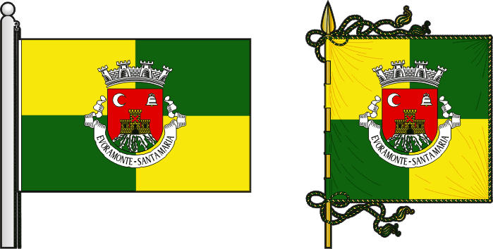 Bandeira e estandarte da freguesia de Evoramonte (Santa Maria) - Evoramonte (Santa Maria) civil parish, flag and banner